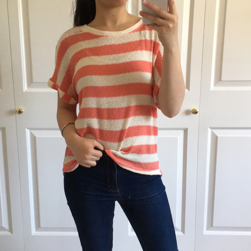 Forever 21 - Orange & White Stripe Knit Top - Picture 3 of 8
